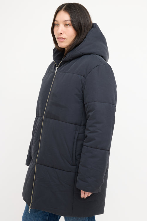 A.P.C. Navy Mid Length Puffer Coat