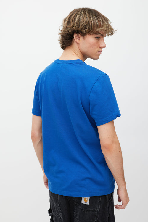 A.P.C. X Carhartt WIP Blue 
White Logo T-Shirt