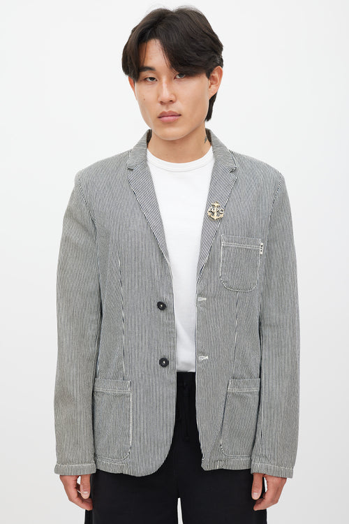 A.P.C. X Carhartt White 
Black Striped Blazer