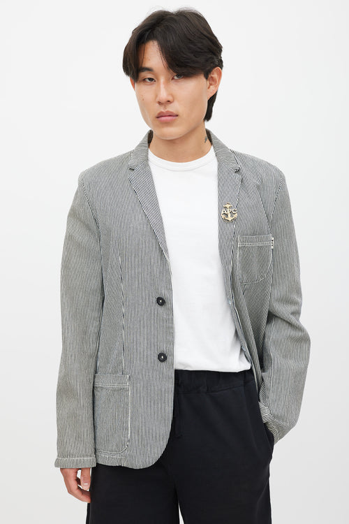 A.P.C. X Carhartt White 
Black Striped Blazer