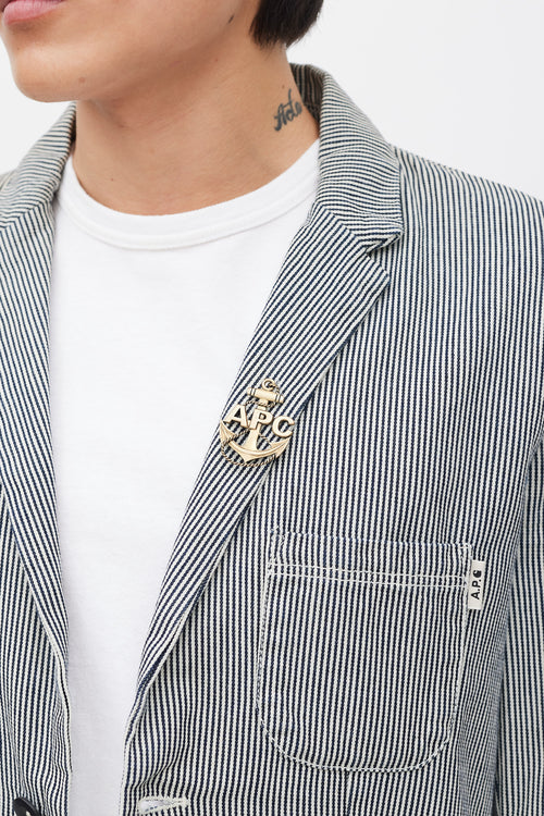 A.P.C. X Carhartt White 
Black Striped Blazer