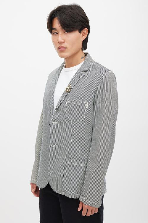 A.P.C. X Carhartt White 
Black Striped Blazer