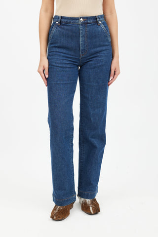 A.P.C. X Goop Blue Dark Wash Wide Leg Jean