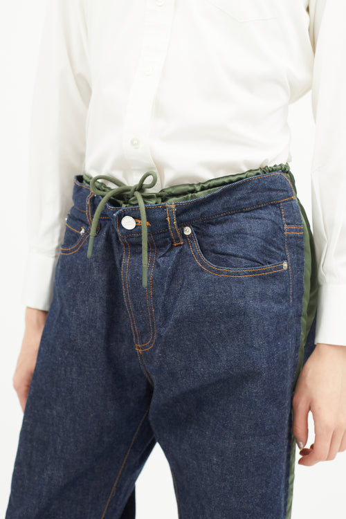 A.P.C. x Sacai Blue 
Green Nylon Denim Jeans