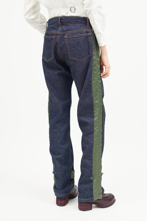 A.P.C. x Sacai Blue 
Green Nylon Denim Jeans