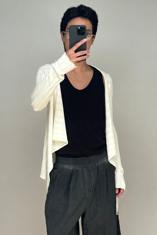 Cream Ribbed Modular Cardigan