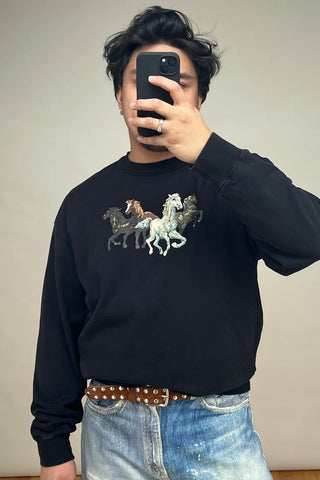 Black 
Multicolour Graphic Crewneck Sweater