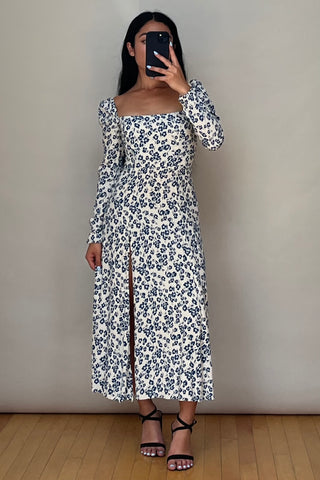 White 
Blue Floral Dress