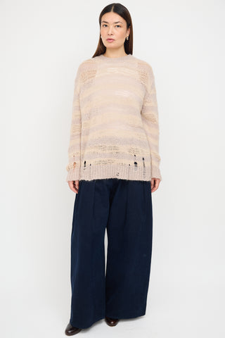 Acne Studios Taupe 
Beige Mixed Yarn Striped Sweater