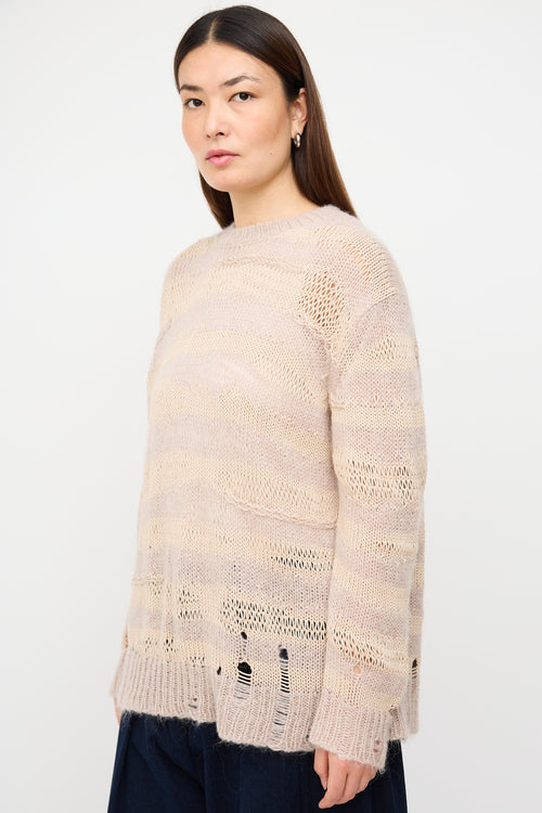 Acne Studios Taupe 
Beige Mixed Yarn Striped Sweater