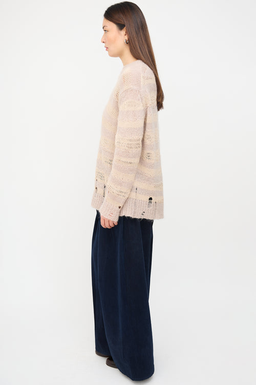 Acne Studios Taupe 
Beige Mixed Yarn Striped Sweater