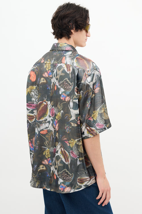 Acne Studios X Per B. Sundberg Metallic Grey Print Shirt