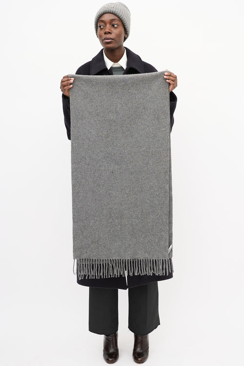 Acne Studios Grey Wool Fringe Scarf