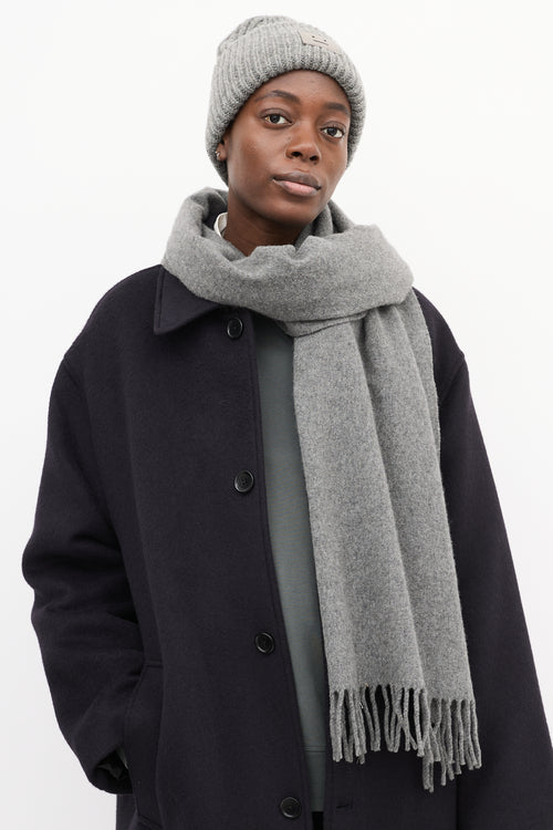 Acne Studios Grey Wool Fringe Scarf