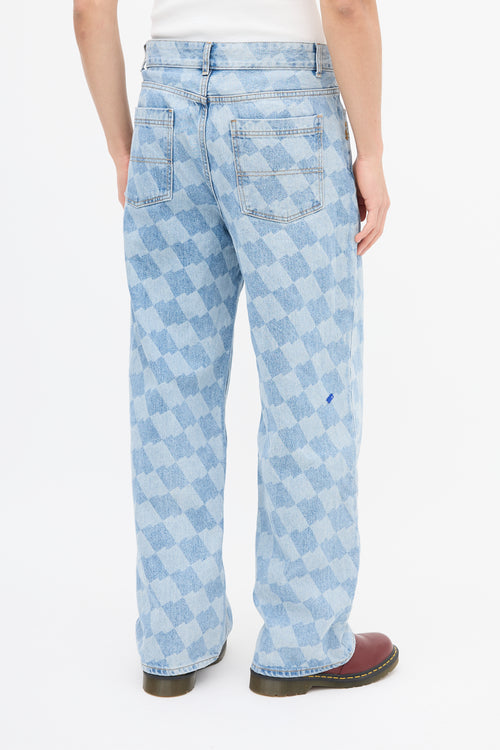 ADER Error Light Wash Checkerboard Printed Jeans