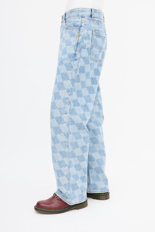 ADER Error Light Wash Checkerboard Printed Jeans