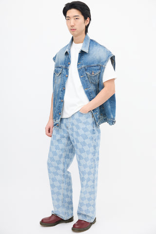 ADER Error Light Wash Checkerboard Printed Jeans