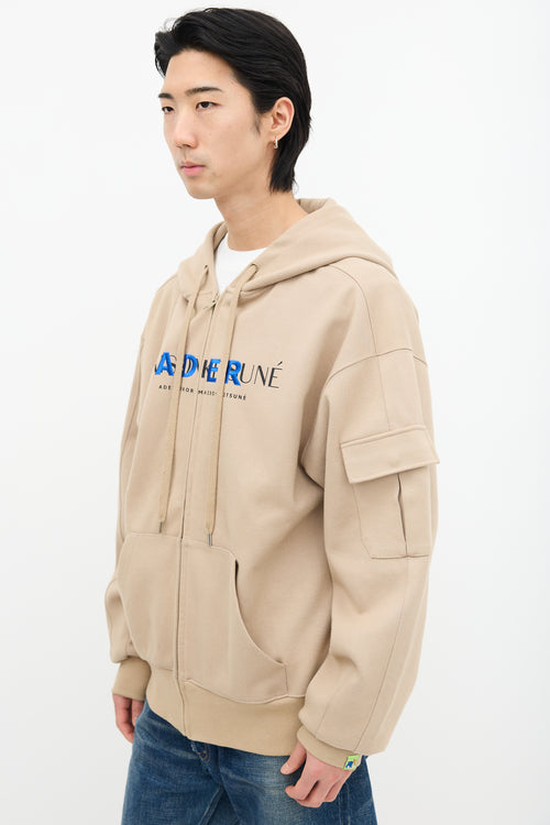 ADER Error X Maison Kitsune Beige Logo Hoodie