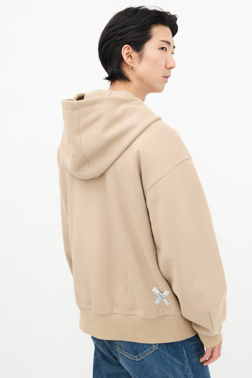 ADER Error X Maison Kitsune Beige Logo Hoodie