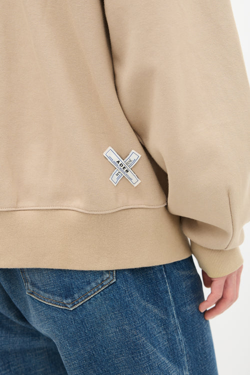 ADER Error X Maison Kitsune Beige Logo Hoodie