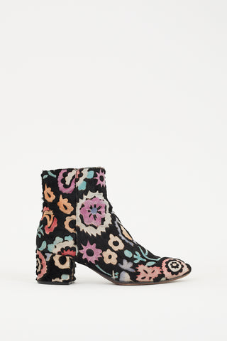 AGL Black 
Multi Hair Floral Ankle Boot