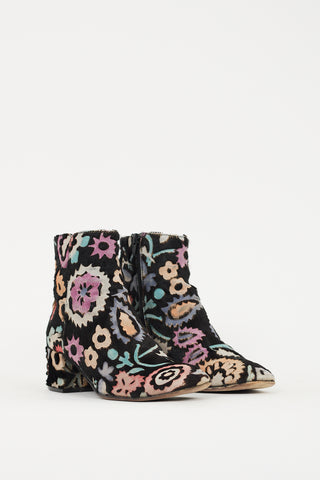 AGL Black 
Multi Hair Floral Ankle Boot