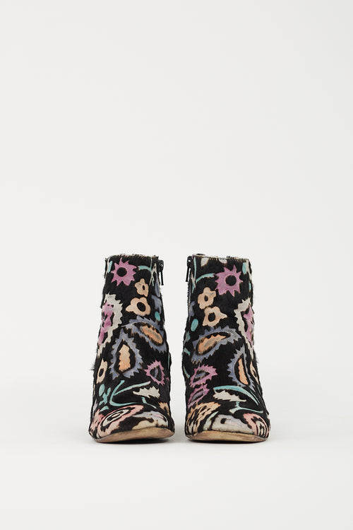 AGL Black 
Multi Hair Floral Ankle Boot