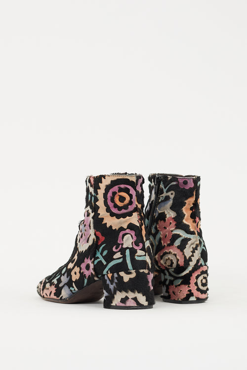 AGL Black 
Multi Hair Floral Ankle Boot