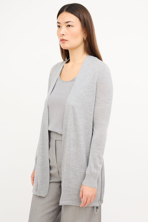 Akris Grey Wool Drawcord Cardigan