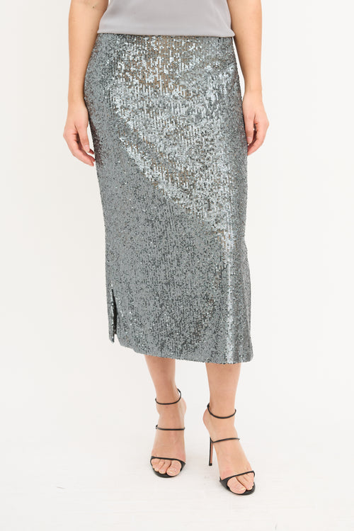 Akris Dark Grey Sequin Midi Skirt