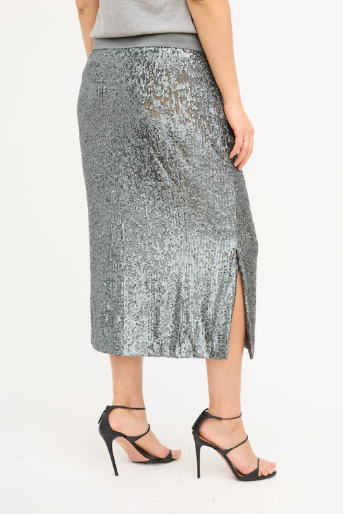 Akris Dark Grey Sequin Midi Skirt