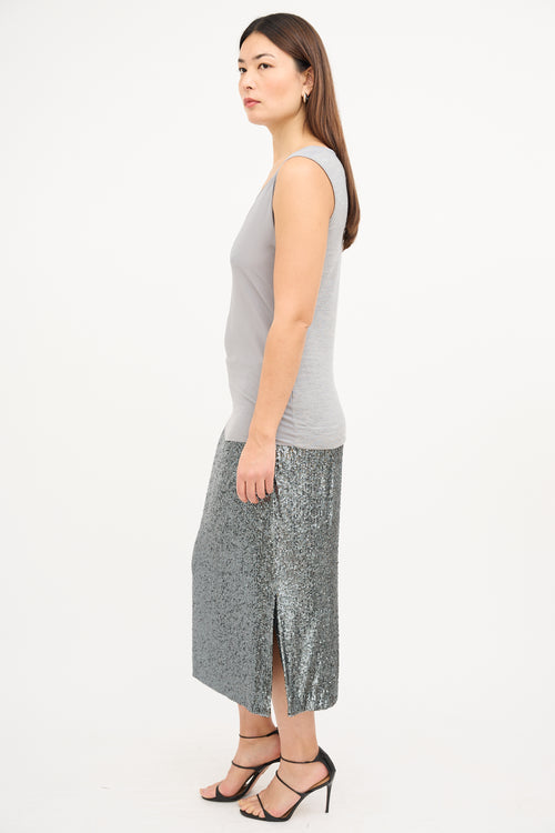 Akris Grey Silk 
Wool Tank