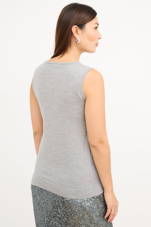 Akris Grey Silk 
Wool Tank