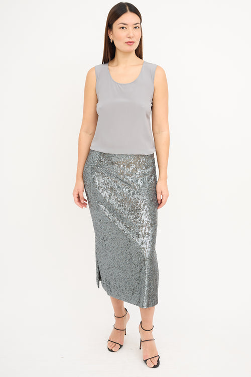 Akris Grey Silk 
Wool Tank