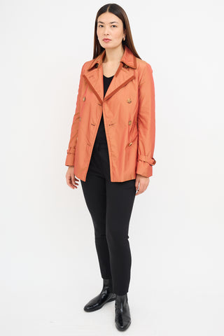 Akris Iridescent Orange Nylon Trench Jacket