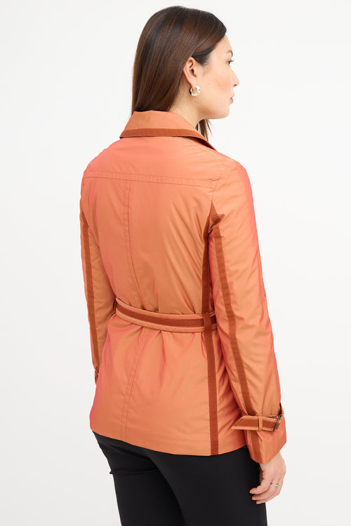 Akris Iridescent Orange Nylon Trench Jacket