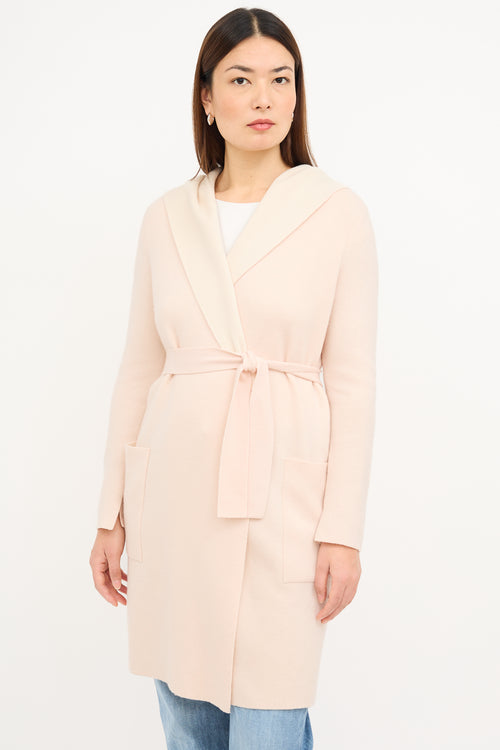 Akris Pink 
Cream Cashmere Wrap Coat