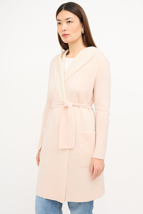 Akris Pink 
Cream Cashmere Wrap Coat