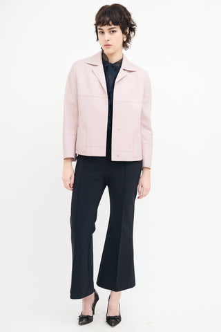 Akris Pink Perforated Leather Jacket