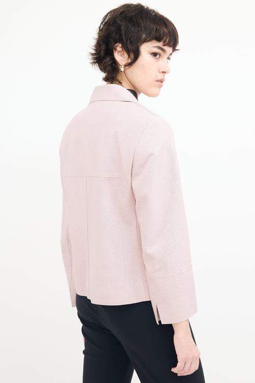 Akris Pink Perforated Leather Jacket