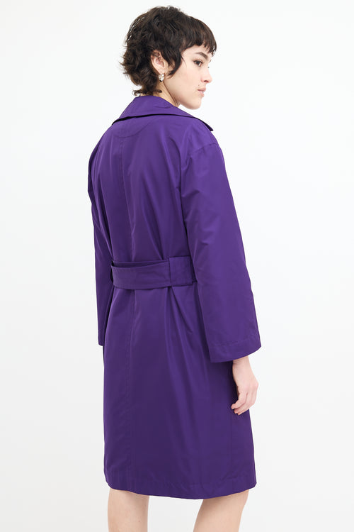 Akris Purple Satin Mid Length Trench Coat