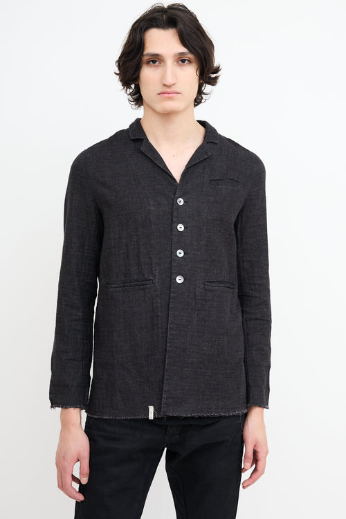 Album Di Famiglia Washed Black Linen Shirt