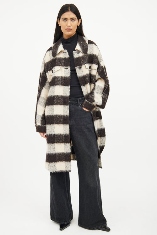 A.L.C. Black 
Grey Plaid Wool Coat