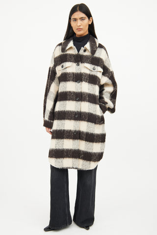 A.L.C. Black 
Grey Plaid Wool Coat