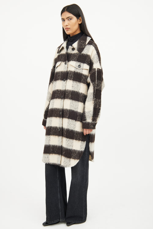 A.L.C. Black 
Grey Plaid Wool Coat