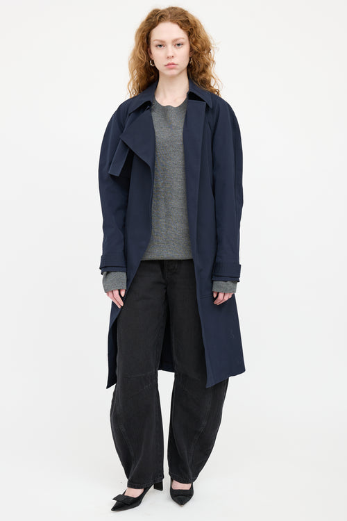 A.L.C. Navy Belted Trench Coat