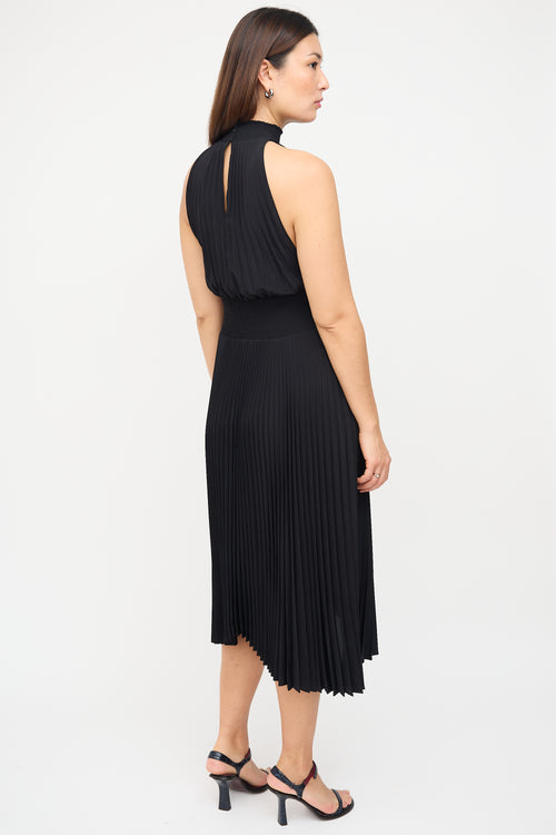 A.L.C. Black Pleated 
Smocked Midi Dress