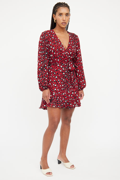 A.L.C. Red 
White Print Wrap Dress