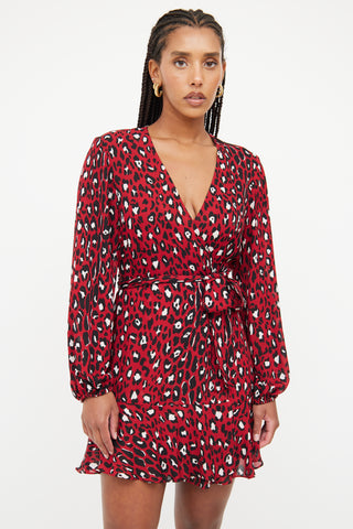 A.L.C. Red 
White Print Wrap Dress