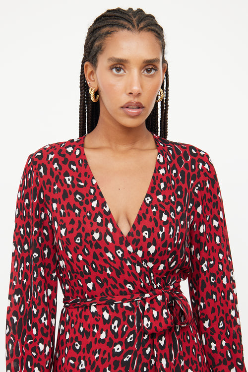 A.L.C. Red 
White Print Wrap Dress